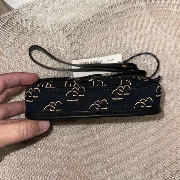 Dooney & Bourke Small Black Gold Canvas DB Logo Wallet Wristlet - Picture 6 of 9